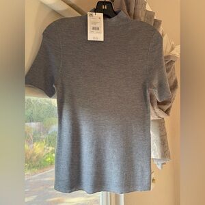 Brand new Theory short sleeve gray sweater.